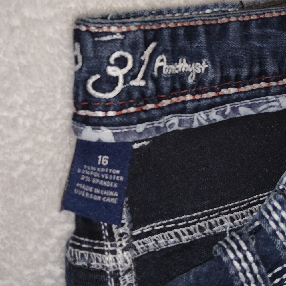 Amethyst Jeans Dark Blue with White Accents - Picture 2 of 2